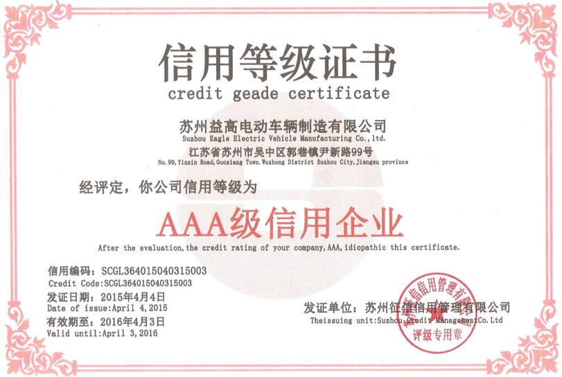 企业资信等级证书